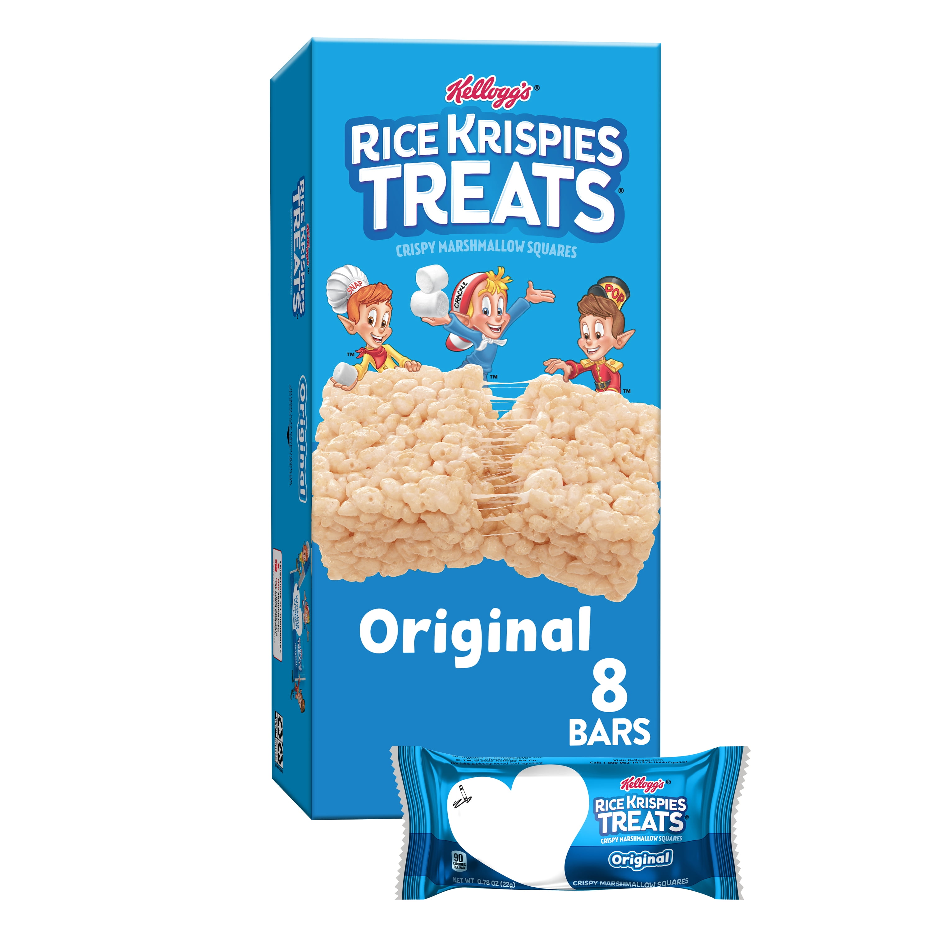 Rice Krispies Treats Original Chewy Crispy Marshmallow Squares, Kids Snacks, 6.2 oz, 8 Count