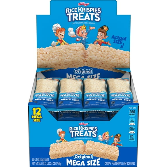 Rice Krispies Treats Original Chewy Large Marshmallow Snack Bars, Kids Snacks, 26.4 oz, 12 Count