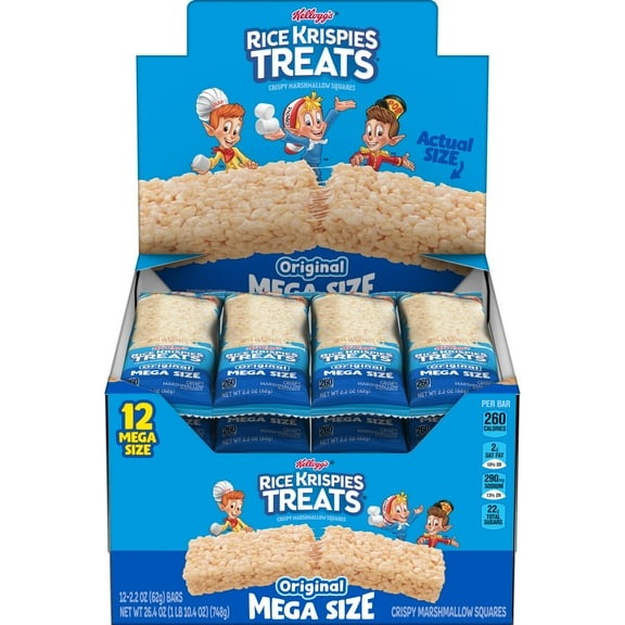 Rice Krispies Treats Original Chewy Large Marshmallow Snack Bars, Kids Snacks, 26.4 oz, 12 Count