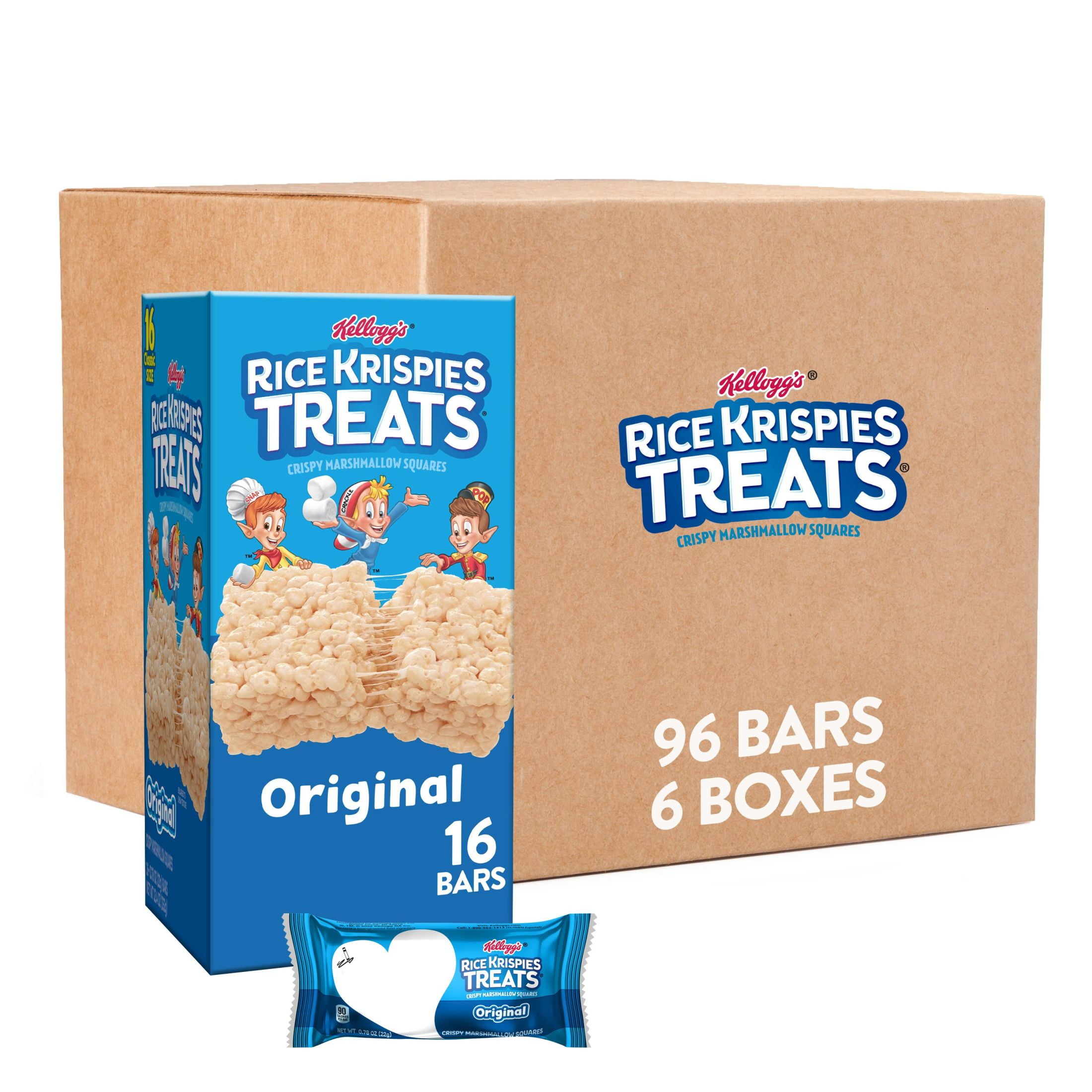Rice Krispies Treats Original Chewy Marshmallow Snack Bars, Kids Snacks, .78 oz, 96 Count