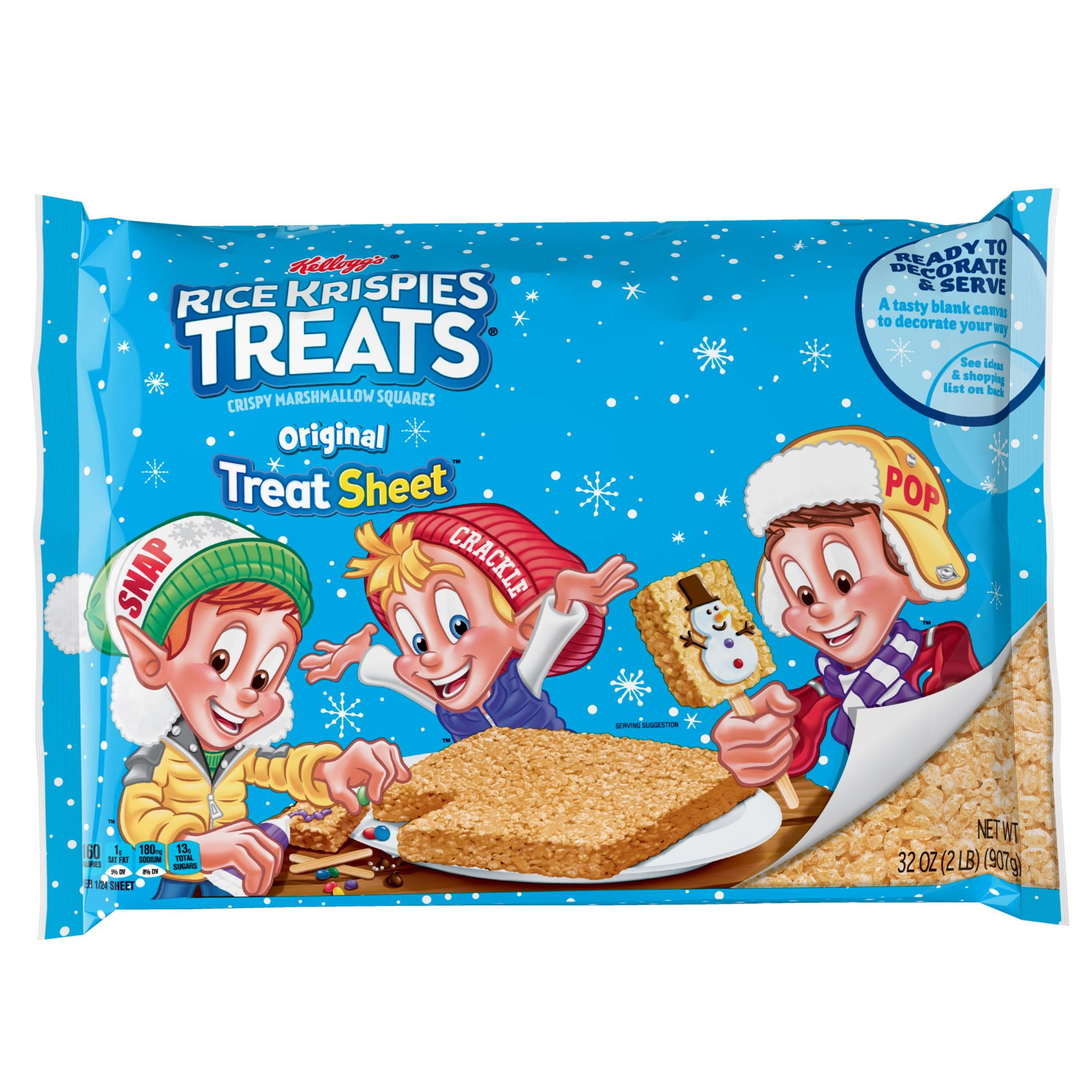 Rice Krispies Treats Original Chewy Marshmallow Snack Sheet, Ready-to-Eat, Holiday Snacks, 32 oz