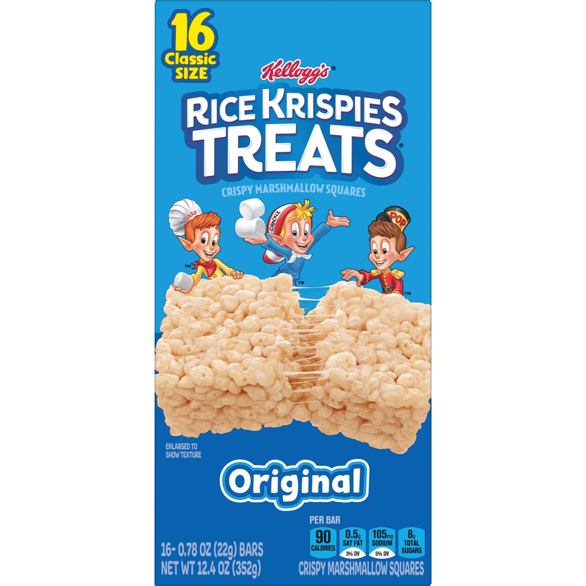 Rice Krispies Treats Original Crispy Marshmallow Squares, 12.4 oz - 16 ct (Packaging May Vary)