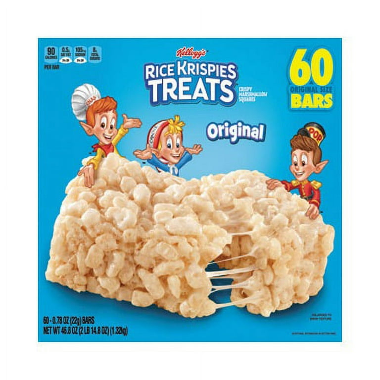 Rice Krispies Treats, Original Marshmallow, 0.78 oz Pack, 60/Carton Rice Krispies Treats, Original Marshmallow, 0.78 oz Pack, 60/Carton