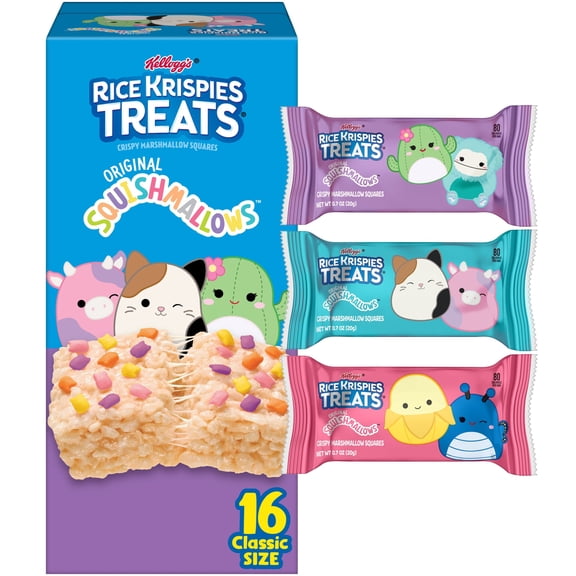 Rice Krispies Treats Original Chewy Crispy Marshmallows Squares, Kids Snacks, 11.2 oz, 16 Count