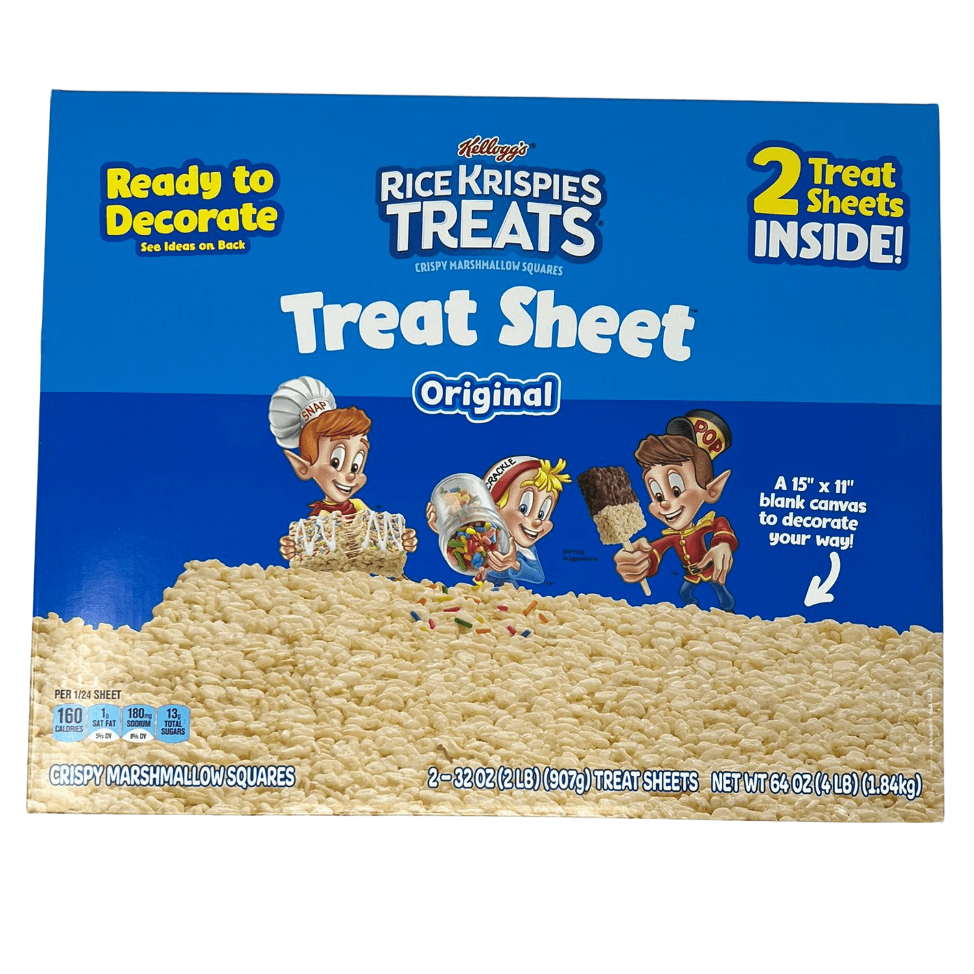 Rice Krispies Treats Treat Sheet Original Marshmallow, 2 Pack, 15 in x 11 in, 64 oz Total