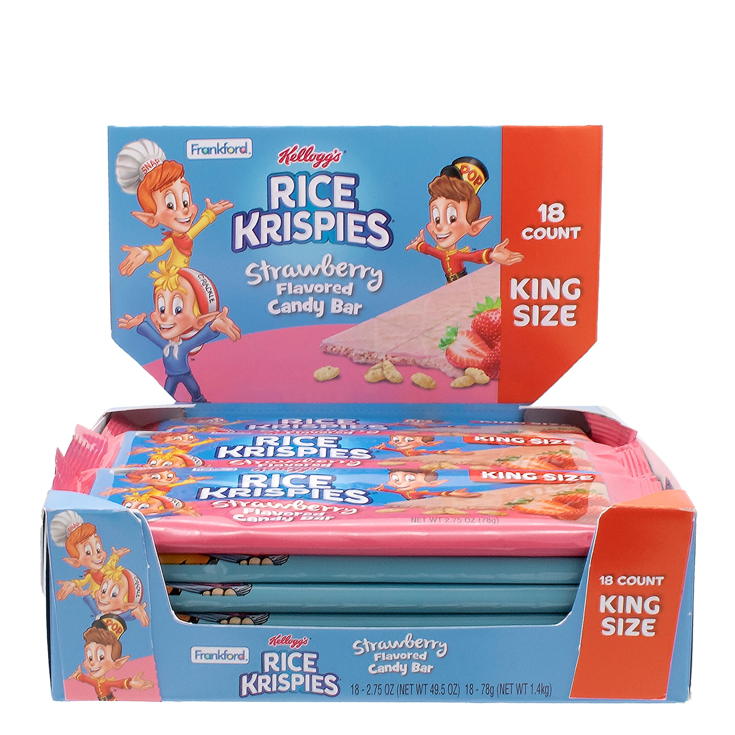 Rice Krispies Treats Strawberry King Size Bars, Chewy Marshmallow Snack, 2.75 oz (Pack of 18)