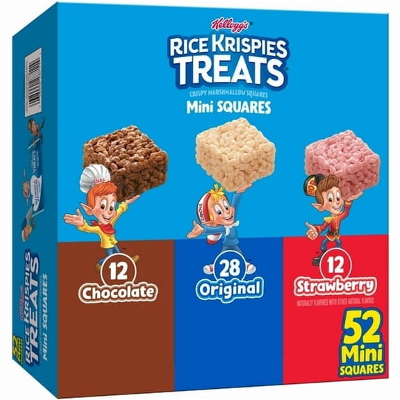 Rice Krispies Treats Variety Pack Chewy Mini Crispy Marshmallow Squares, Ready-to-Eat, Kids Snacks, 20.1 oz, 52 Count (4 Box Pack)