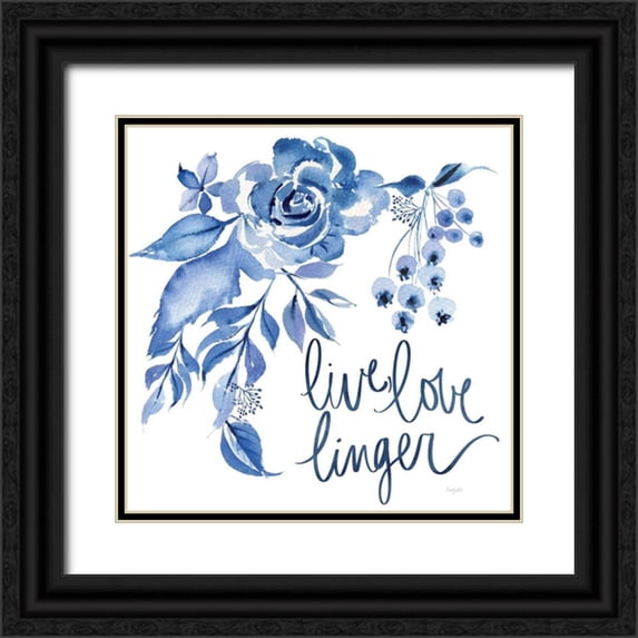 Rice, Kristy 12x12 Black Ornate Wood Framed with Double Matting Museum Art Print Titled - Delft Delight I
