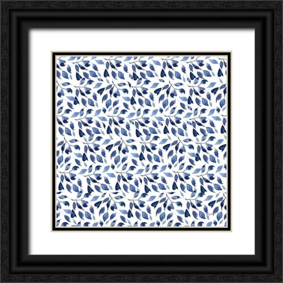 Rice, Kristy 12x12 Black Ornate Wood Framed with Double Matting Museum Art Print Titled - Delft Delight Pattern III