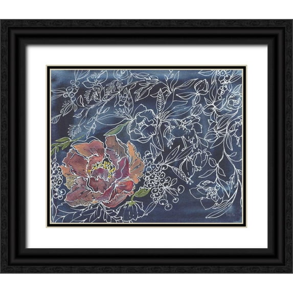Rice, Kristy 14x12 Black Ornate Wood Framed with Double Matting Museum Art Print Titled - Garden at Dusk