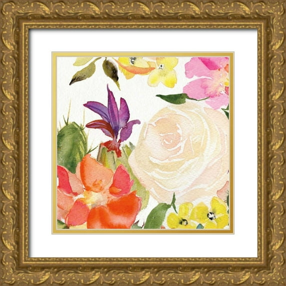 Rice, Kristy 15x15 Gold Ornate Wood Framed with Double Matting Museum Art Print Titled - Desert Rose I