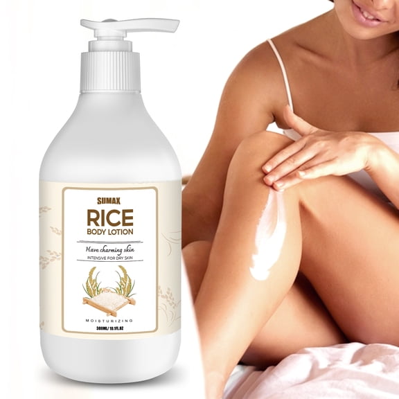 sumax White Press Bottle Rice Milk Body Lotion - Brightening & Moisturizing with Rice Ferment Extract & Niacinamide, 24H Hydration