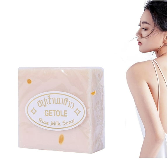 Rice Milk Soap 65g, Thai Rice Soap, Original Thai Handmade Rice Soap, Body Bath Soap, Thailand Rice Soap Bar for Face & Body