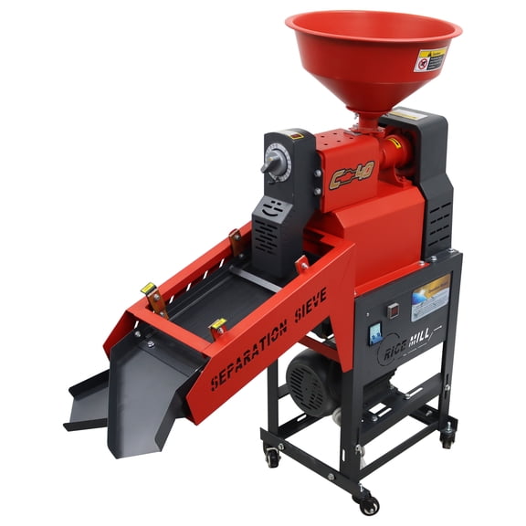 Rice Milling Peeling Machine Commercial Grain Thresher Sheller with Multi-layer Vibrating Screen 220V 130-170kg/h