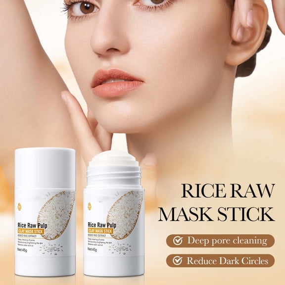 Rice Mud Film Stick for Facial Deep Cleansing Pores Blackhead Remover - Natural Rice Extract Clay Mask Stick for Oily Dry Normal Skin