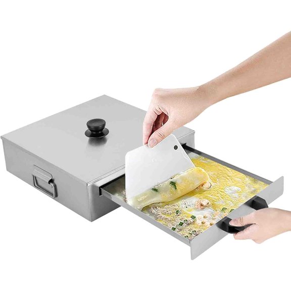 Rice Noodle Roll Steamer 1-Layer 2 Extra Trays 304 Stainless Steel Commercial Home Use Detachable Rice Noodle Roll for Gas Stoves and Induction Stoves