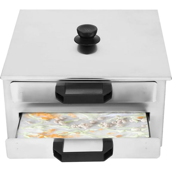 Rice Noodle Roll Steamer Machine, 2 Layer Chinese Cantonese Cooking Machine with Replacement Stainless Steel Tray for Making Taro, Dumplings, Seafood, Rice