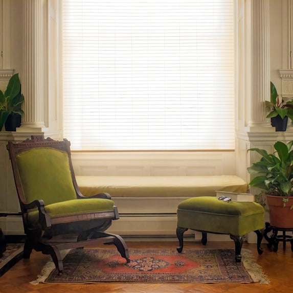 Red Lantern Rice Paper Cordless Window Shade Blinds - White - 36" Wide