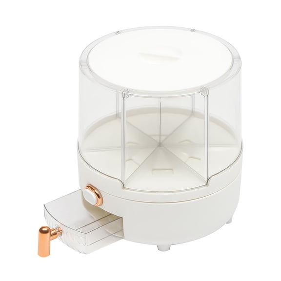 Rice Rotating Dispenser PET PP Kitchen Grain Storage Container W/ 6 Compartments Rice Storage Container 9.25*11.42inch