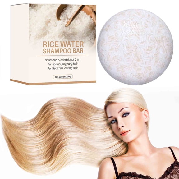 Rice Shampoo Soap Bar, Rice Water & Shea Butter for Moisturizing & Repairing Hair, Vegan & Sulfate-Free, 130g (1 Bar)