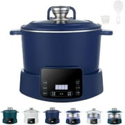 Rice Soup Separation Electric Cooker, 3L Low Sugar Rice Cooker with Reservable-Timable and Liftable Filter Basket, Digital Display, Helps control sugar intake Blue,Stainless Steel