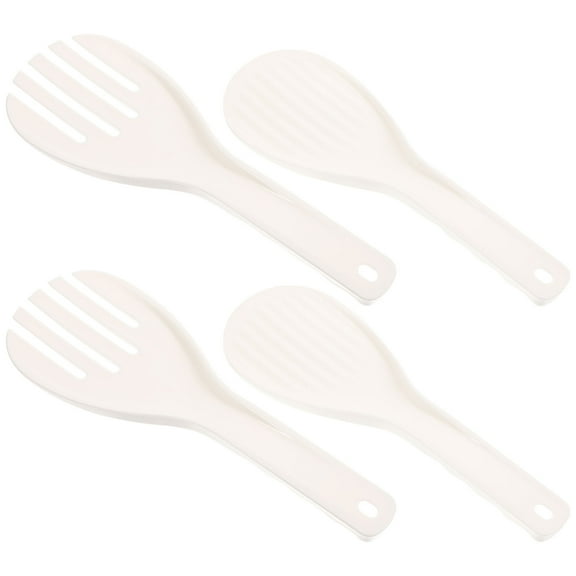 ifundom White Plastic Rice Spoon for Cooking and Serving, Set of Utensils