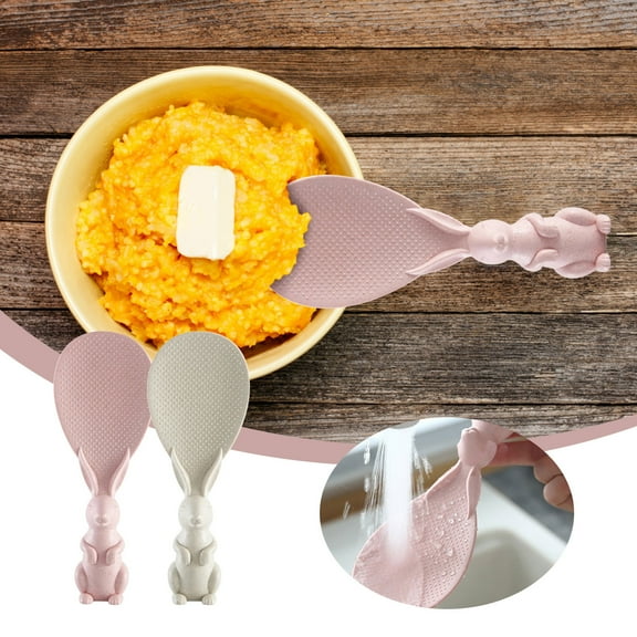 Rice Spoon Yannianjz Non-Stick Rice Spoon, Shaped Standing Kitchen Spoon, Heat Resistant PP Serving Spoon, Easy Grip Ergonomic Handle, Countertop Standing Spoon for Rice Serving