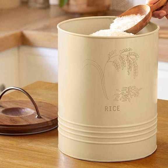 Expobazaar Rice Storage Barrel | Wooden Lid | Minimalist & Functional Kitchen Container (5 kg Capacity)