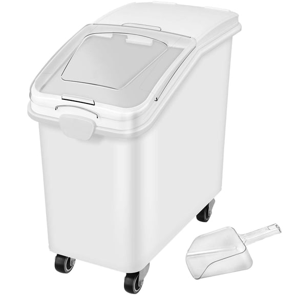 Rice Storage Container 27 Gallon - Dog Food Dispenser with Wheels & Scoop