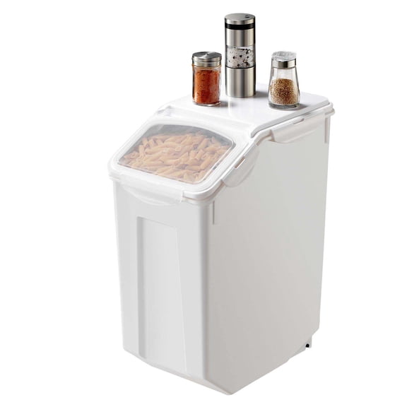 Rice Storage Container 4.5 Gallon, Dog Food Dispenser with Wheels, Kitchen Grain Bin, Airtight Flour Container, Pet Food Storage, Measuring Cup, 1 Pack