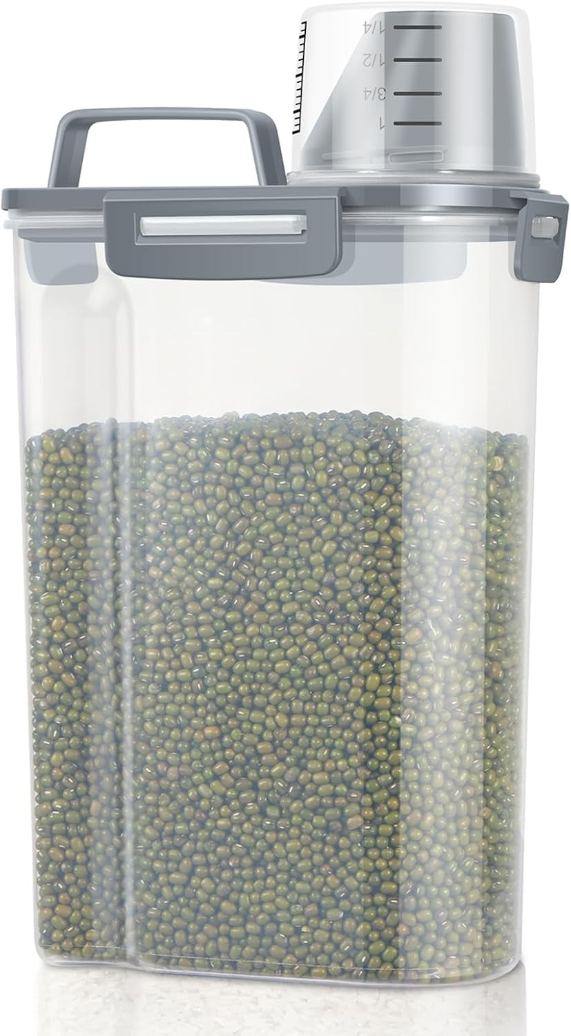 Rice Storage Container -5 Lbs Cereal Dispenser with Measuring Cup ...