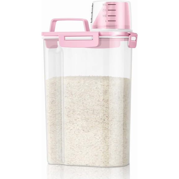 Rice Storage Container 5 Lbs, Small Airtight Dry Food Container for Flour Cereal Pasta Kitchen Pantry Organization -Red