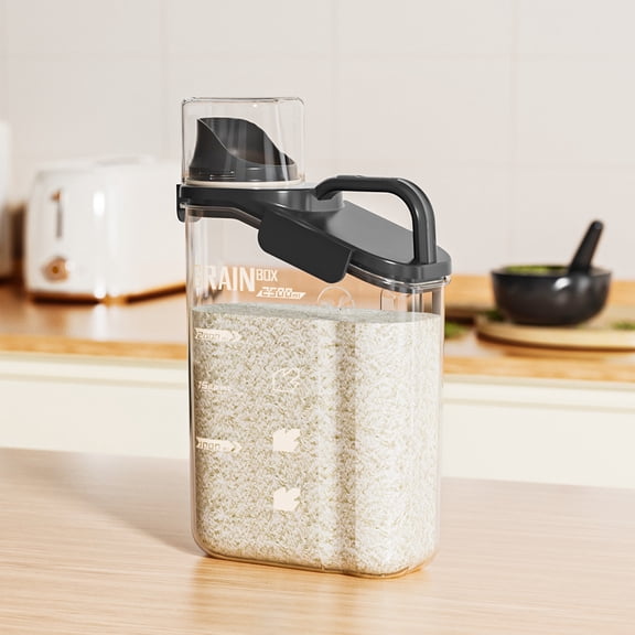 Rice Storage Container Airtight Grain Dispenser Clear Plastic Storage Container with Lid for Kitchen Countertop Pantry Organization 85 Ounce Dry Goods Cereal Storage Canister for