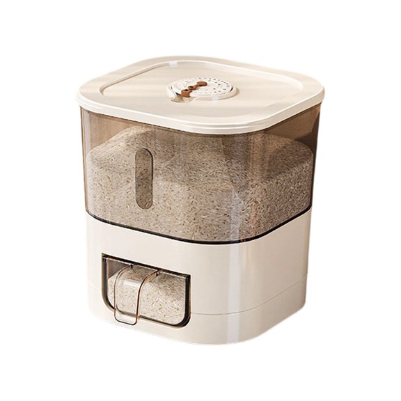 Rice Storage Container Airtight Grain Dispenser Large Storage Bin Kitchen Storage Container for Pantry Dry Grains Cereal White with Rice Scoop 1 Set