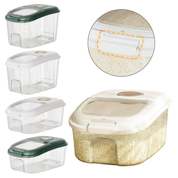 Rice Storage Container Basdi Extra Large Rice Container - Airtight Storage Dispenser with Lid for Baking & Pantry | Bpa-Free, Keeps Fresh, Perfect for Large Families and Bulk Storage, White