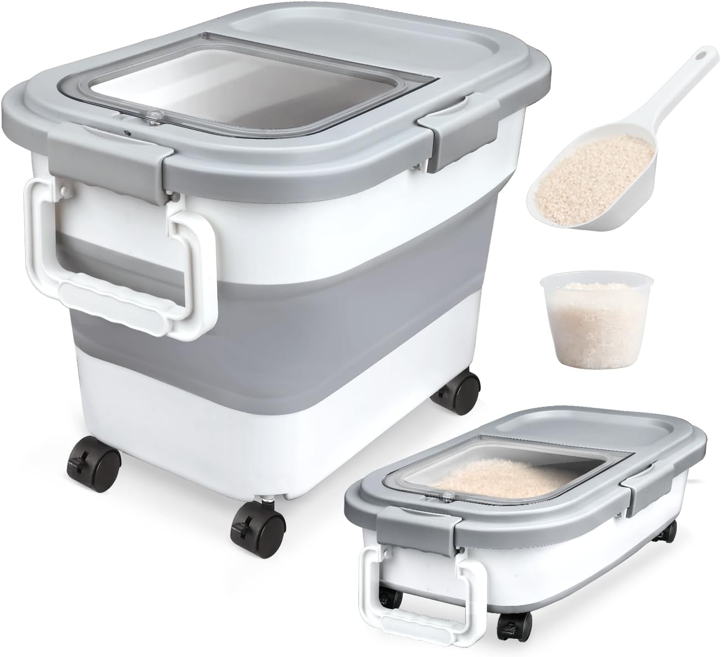 Rice Storage Container, Collapsible Airtight Food Storage Containers 20 ...