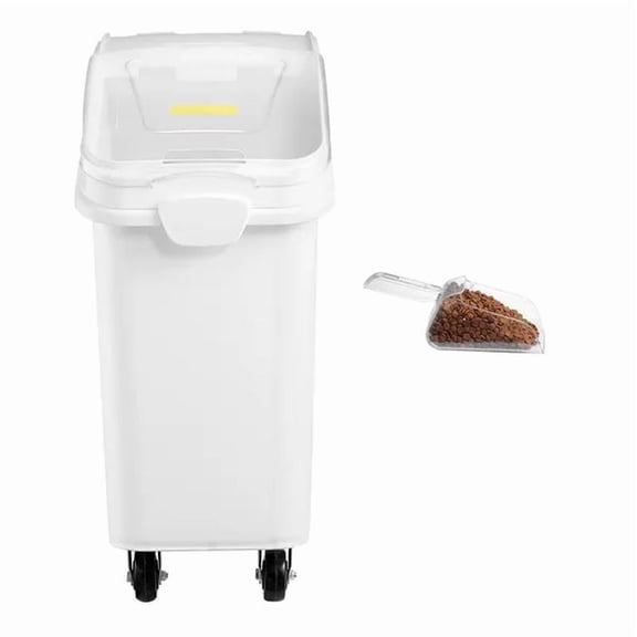 Rice Storage Container, Large Food Dispenser Bin, Kitchen Ingredient Grain Cereal Flour Bin, Pet Food Containers with Wheels, Scoop, and Airtight Lid