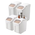 thumbnail image 1 of Rice Storage Containers 4 Pack Large Dog Food Dispenser Kitchen Grain Container with Wheels Sealing Lid and 4 Measuring Cups 3.5 Gallon 15 Liter x2 4.5 Gallon 20 Liter x2, 1 of 6