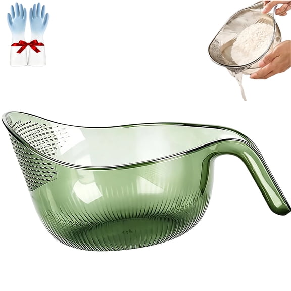 Rice Strainer, Multipurpose Rice Washing Bowl with Handle, 11x5 in, BPA-Free