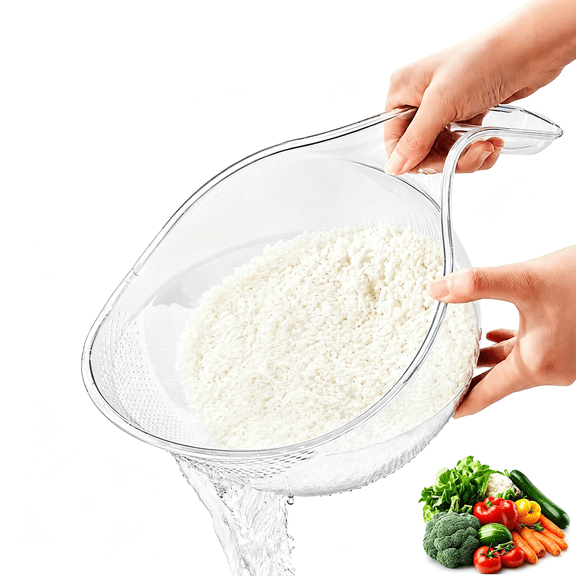 Rice Strainer with Handle, Multifunctional Kitchen Strainer, Wash Rice Pasta Veggies Fruits, Sturdy Easy Clean