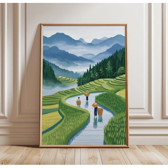 Rice Terrace Landscape Mountain Valley Scenic Nature Wall Decor Unframed Paper Print