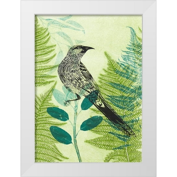 Rice, Trudy 11x14 White Modern Wood Framed Museum Art Print Titled - Wattlebird Hiding in the Fernery
