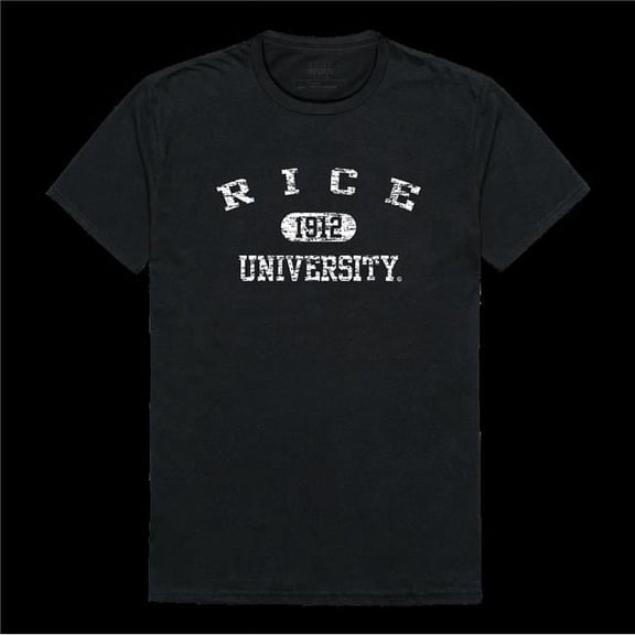 Rice University Owls Distressed Arch College T-Shirt, Black - Medium