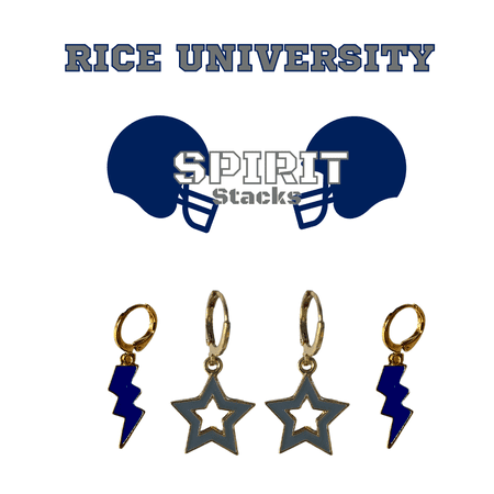 Rice University Spirit Stack navy mini enamel bolts and grey statement open starboys