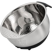 Rice Washer Bowl with Strainer, Quinoa Rinse Bowl, Stainless Steel Side Drain Colander for Rice, Fruits, Vegetables and Beans