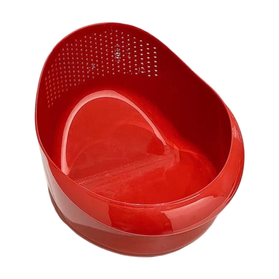 Rice Washer Colander with Fine Holes and Handle, 2-in-1 Fruit Vegetable Washing Bowl Strainer Basket, 9.65 Inch Plastic Kitchen Drain Basket, Rice Sieve Kitchen Tool, Red