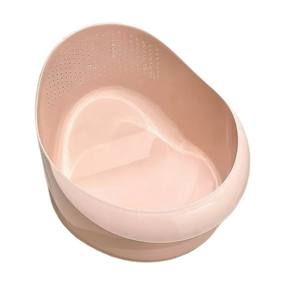 Rice Washer Colander with Fine Holes and Handle, 2-in-1 Fruit Vegetable Washing Bowl Strainer Basket, 9.65 Inch Kitchen Drain Basket, Rice Sieve Kitchen Tool, Light Pink