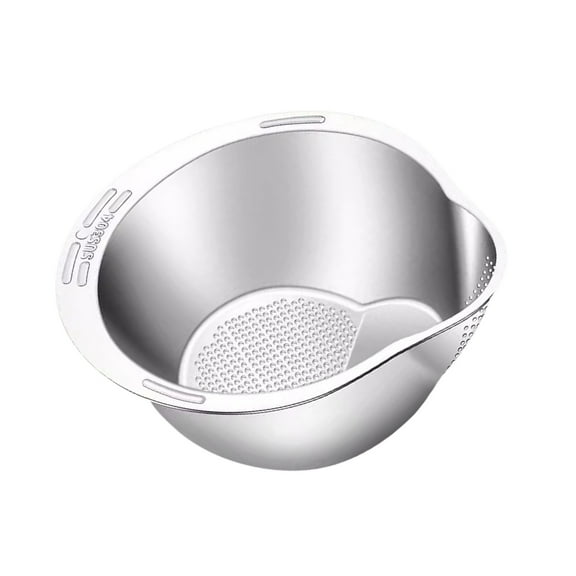 Rice Washer Strainer Bowl 4 In 1 Washing Bowl For Quinoa Stainless Steel Rinser With Side Drainers