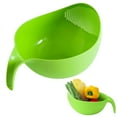 thumbnail image 1 of Rice Washer Strainer Bowl, Plastic Rinser With Side Drainers, Small Colander for Cleaning Fruits, Quinoa Rinser with Handle, Rice Washing Bowl, Food Drain Basket, Multi-Use Kitchen Gadget,Large Green, 1 of 5