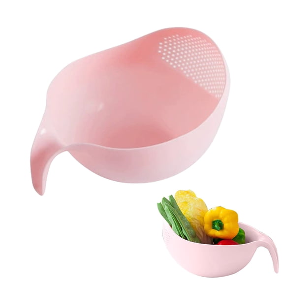 Rice Washer Strainer Bowl, Plastic Rinser With Side Drainers, Small Colander for Cleaning Fruits, Quinoa Rinser with Handle, Rice Washing Bowl, Food Drain Basket, Multi-Use Kitchen Gadget